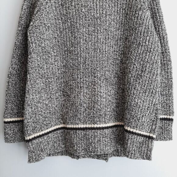 FAR WEST Toggle Button Boyfriend Cardigan Chunky Knit Melange Gray Sz XL - Picture 10 of 13
